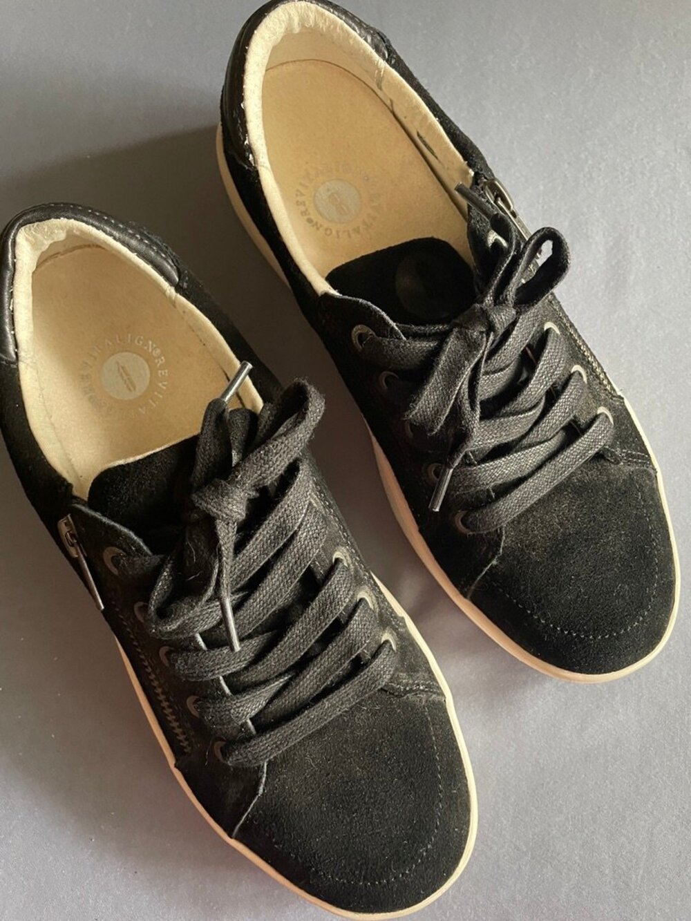Revitalign Black Suede Side Zip Sneakers Women's 7.5